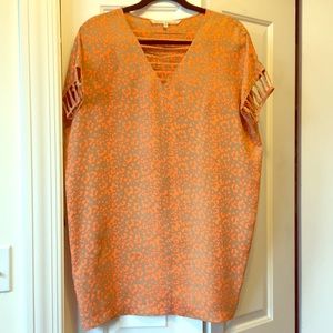 Rachel Roy beige/tangerine patterned shift dress